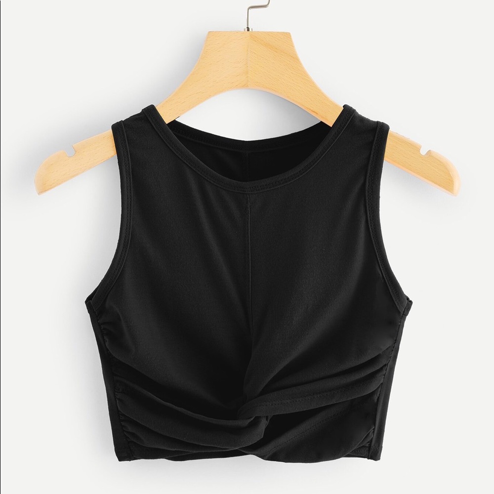 Black twist front crop top